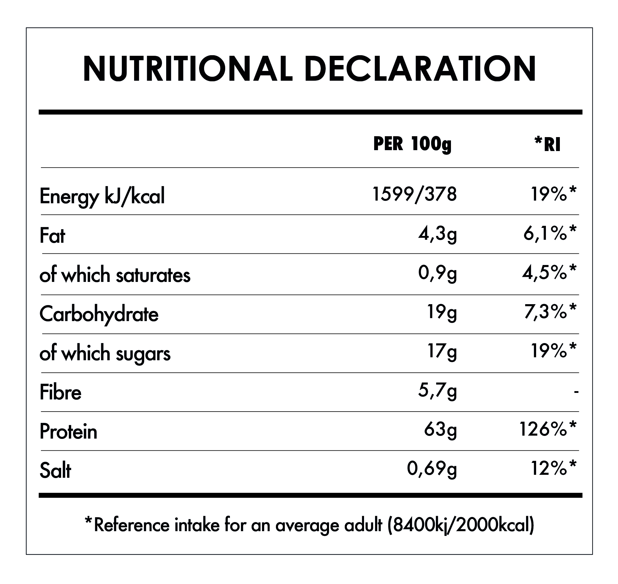 Tabela Nutricional - Super Vegan Protein Banana
